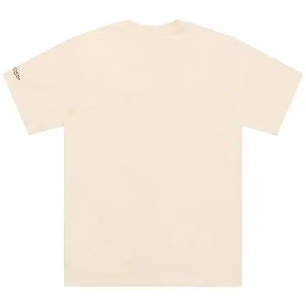 Schlichtes weißes T-Shirt mit kurzen Ärmeln und zurückhaltendem Design, Rückseite