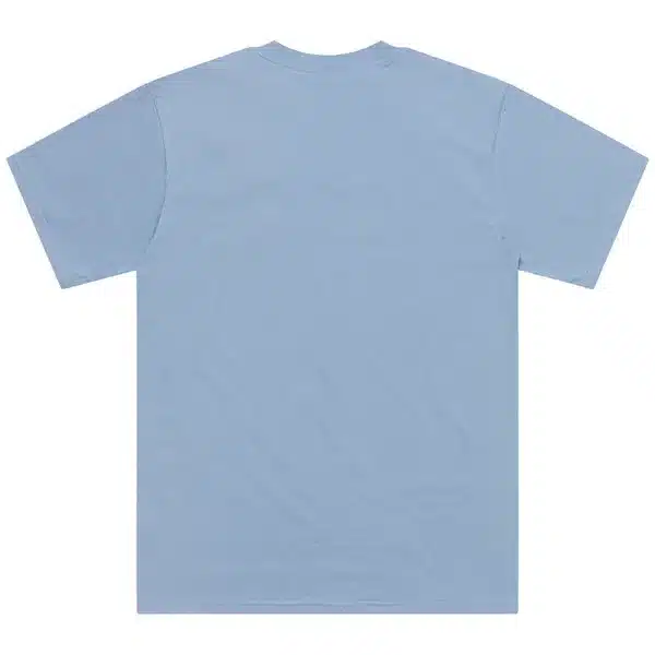 Rückseite des Kurzarm-T-Shirts 'Velocity' in Smoke Blue, schlichtes Design.