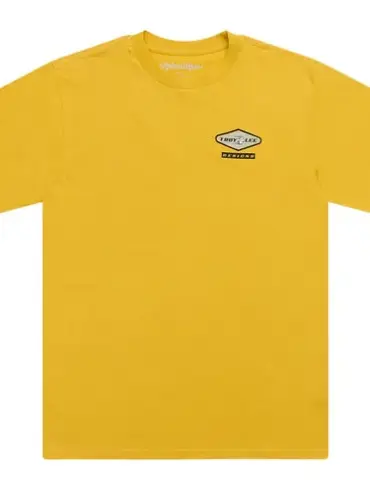 Goldenes Troy Lee Designs Kurzarm-T-Shirt Carb Gold mit kleinem Logo auf der Brust