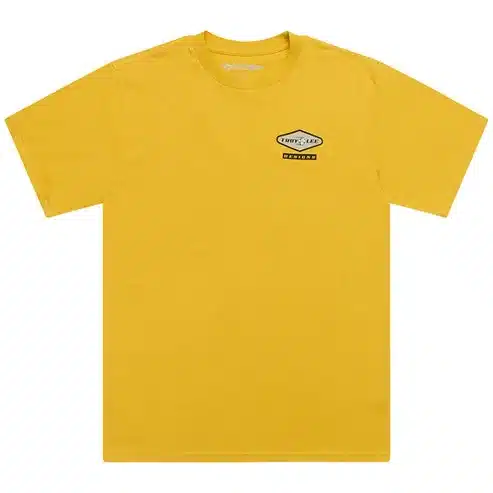 Goldenes Troy Lee Designs Kurzarm-T-Shirt Carb Gold mit kleinem Logo auf der Brust
