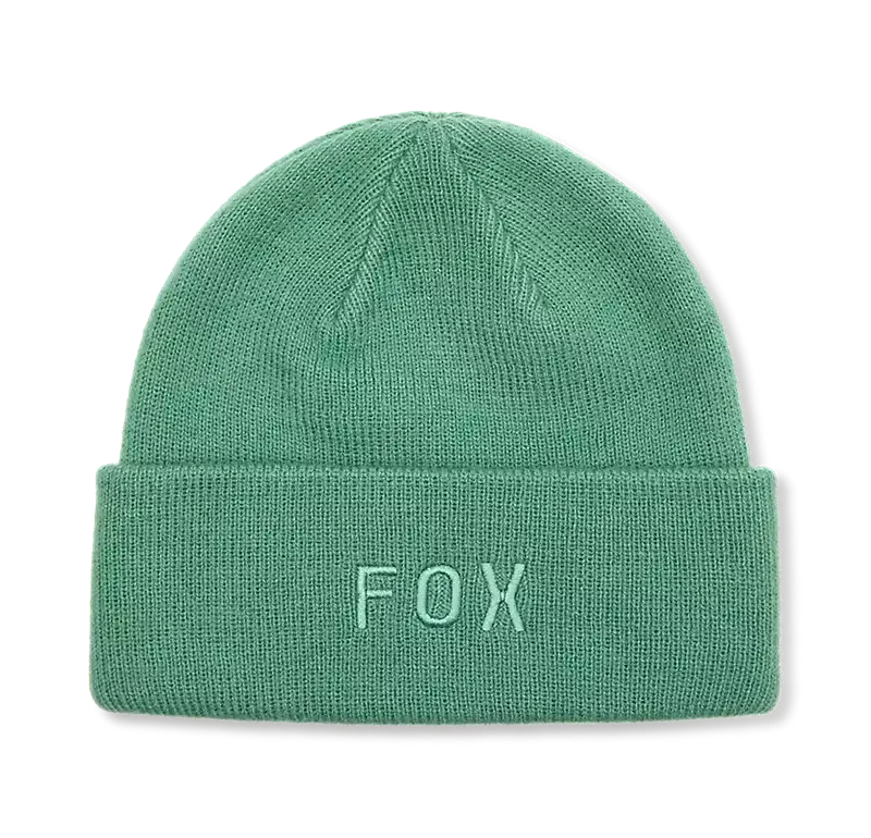Tannengrüne Fox Beanie mit gesticktem FOX-Schriftzug auf der Vorderseite.