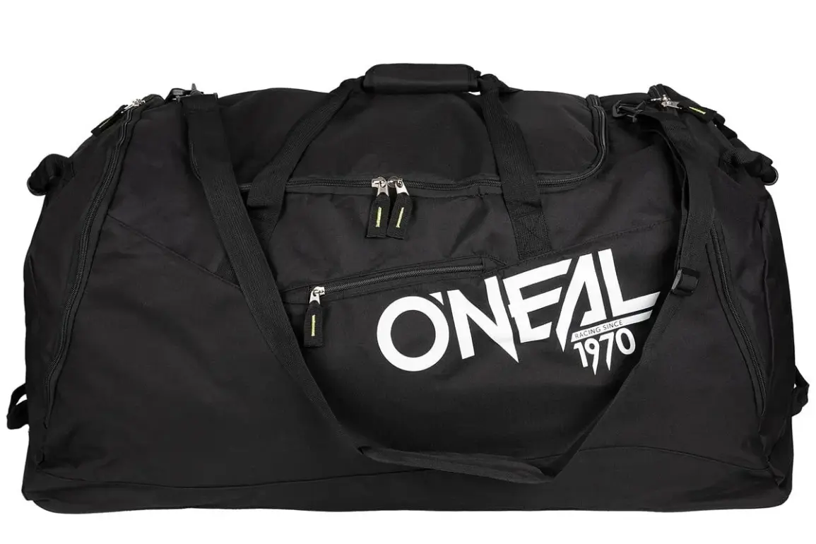 O'Neal TX-8000 Ausrüstungstasche in Schwarz, frontal mit sichtbarem Logo und Reißverschlüssen