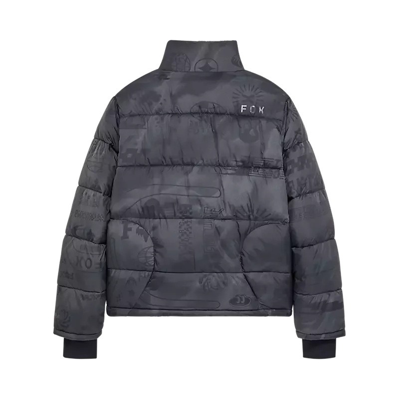 Ridgeway Hi‑Loft Jacke in dunklem Schattengrau mit Allover-Print, Rückansicht