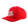 Rote Snapback-Mütze Crop mit weißem Troy Lee Designs-Logo, seitliche Ansicht