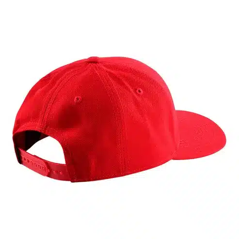Rote Snapback Cap von Troy Lee Designs, Rückseite mit verstellbarem Verschluss