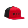 Rote Snapback-Kappe mit schwarzem Fox-Logo und Mesh-Einsatz seitlich