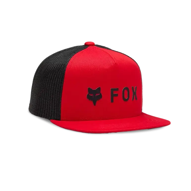 Rote Snapback-Kappe mit schwarzem Fox-Logo und Mesh-Einsatz seitlich