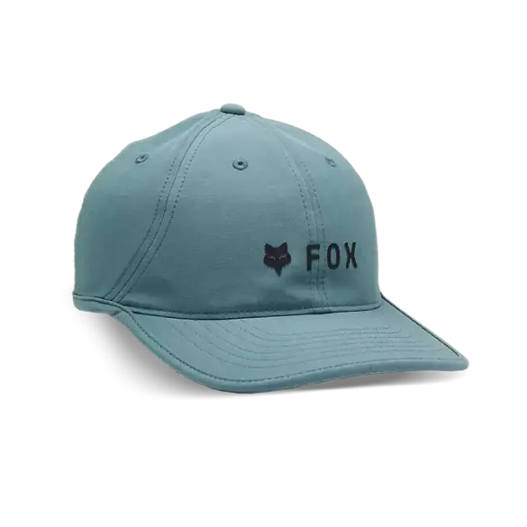 Hellblaue Fox Absolute Tech Snapback Kappe mit aufgedrucktem Logo auf der Vorderseite.
