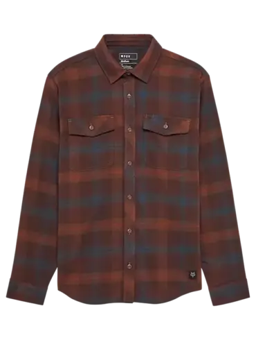 Dunkelbraunes Survivalist Core Flannel Langarmhemd mit Knopfleiste und Brusttaschen
