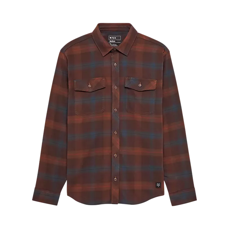Dunkelbraunes Survivalist Core Flannel Langarmhemd mit Knopfleiste und Brusttaschen