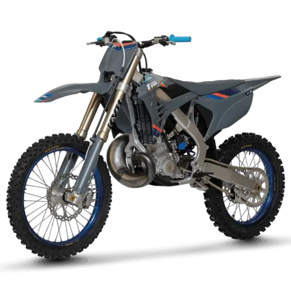 TM MX 300 ES FI 2T Motocross-Motorrad mit Alurahmen und Einspritzung, Seitenansicht