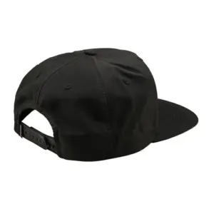 Schwarzes Unstructured Snapback Cap von hinten mit verstellbarem Verschluss.