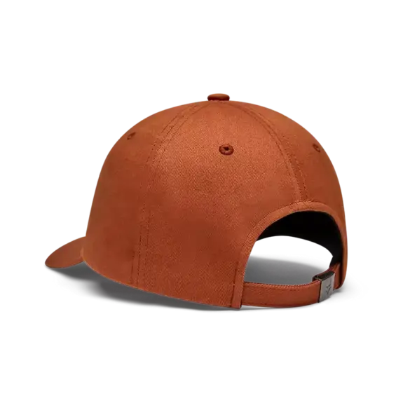 Rückseite einer einfarbigen, verstellbaren Kappe aus Baumwoll-Canvas mit Riemenverschluss