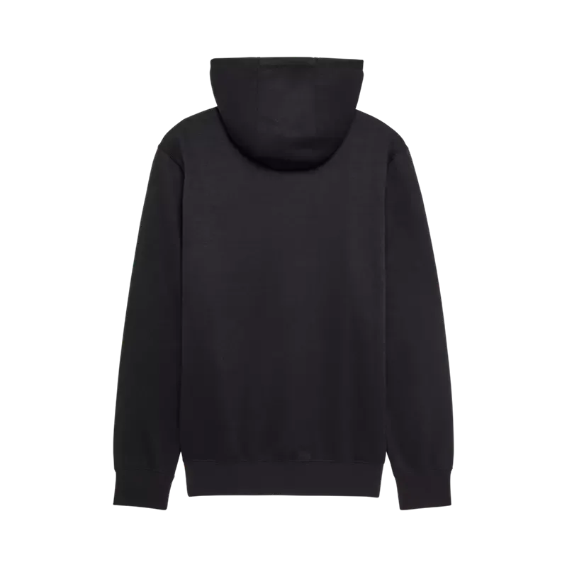 Schwarzer Hoodie mit Kapuze, Rückansicht, ohne sichtbar platzierte Grafiken.