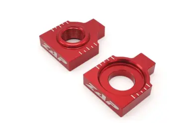 Rote CNC-gefräste Achsenblöcke für die Hinterachse der GasGas EC 21- ab 2021, Set bestehend aus zwei Teilen