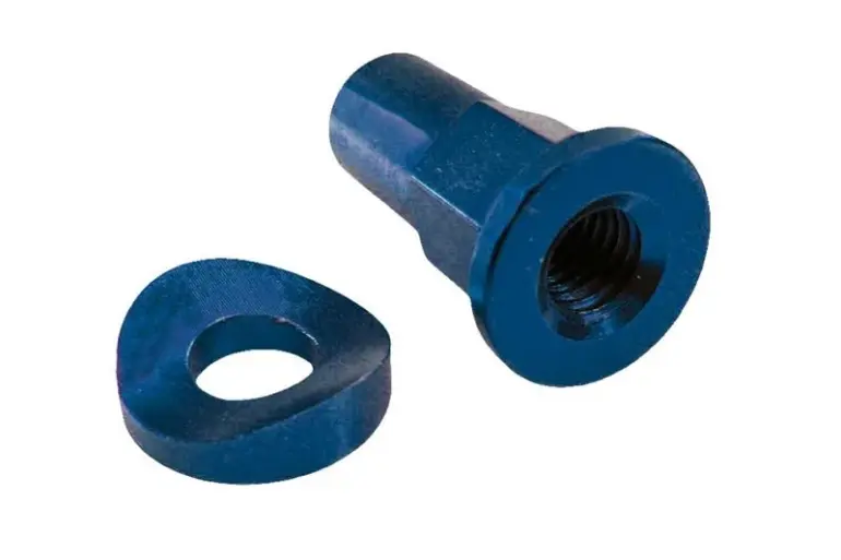 Blau eloxierte Aluminium-Mutter mit passender Scheibe für Motorrad-Reifenhalter