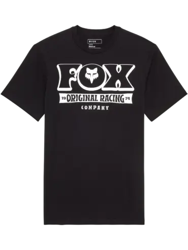 Schwarzes Fox Banner Premium Tee mit weißem Original Racing 74 Print