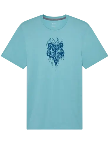 Hellblaues Fox Racing Bark Tech T-Shirt mit dezentem Print und klassischem Schnitt, optimal für Motorradfahrer.
