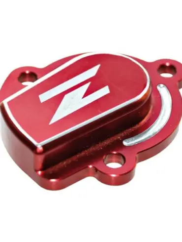 Roter Beschleunigerpumpen-Deckel als Zubehörteil für den Vergaserbereich eines Motorrads