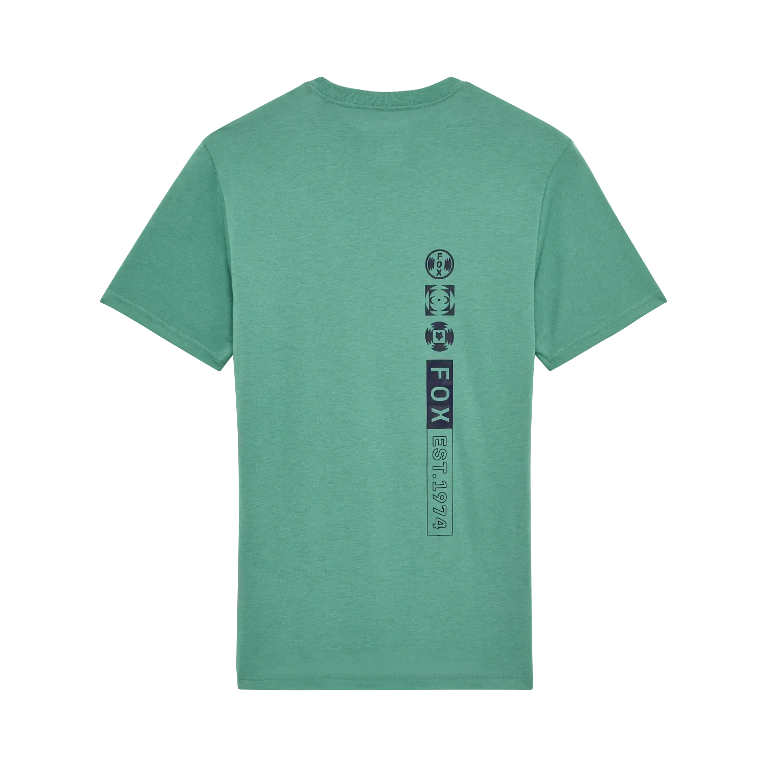 Grünes Fox T-Shirt mit vertikalem Aufdruck auf dem Rücken