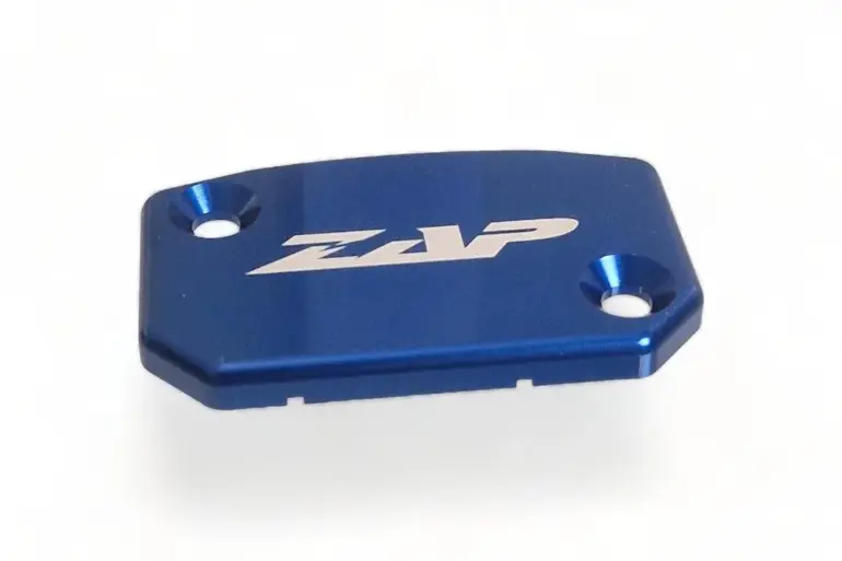 Blauer Aluminium-Deckel für vordere Brembo Brems- oder Kupplungsarmatur mit ZAP-Logo.