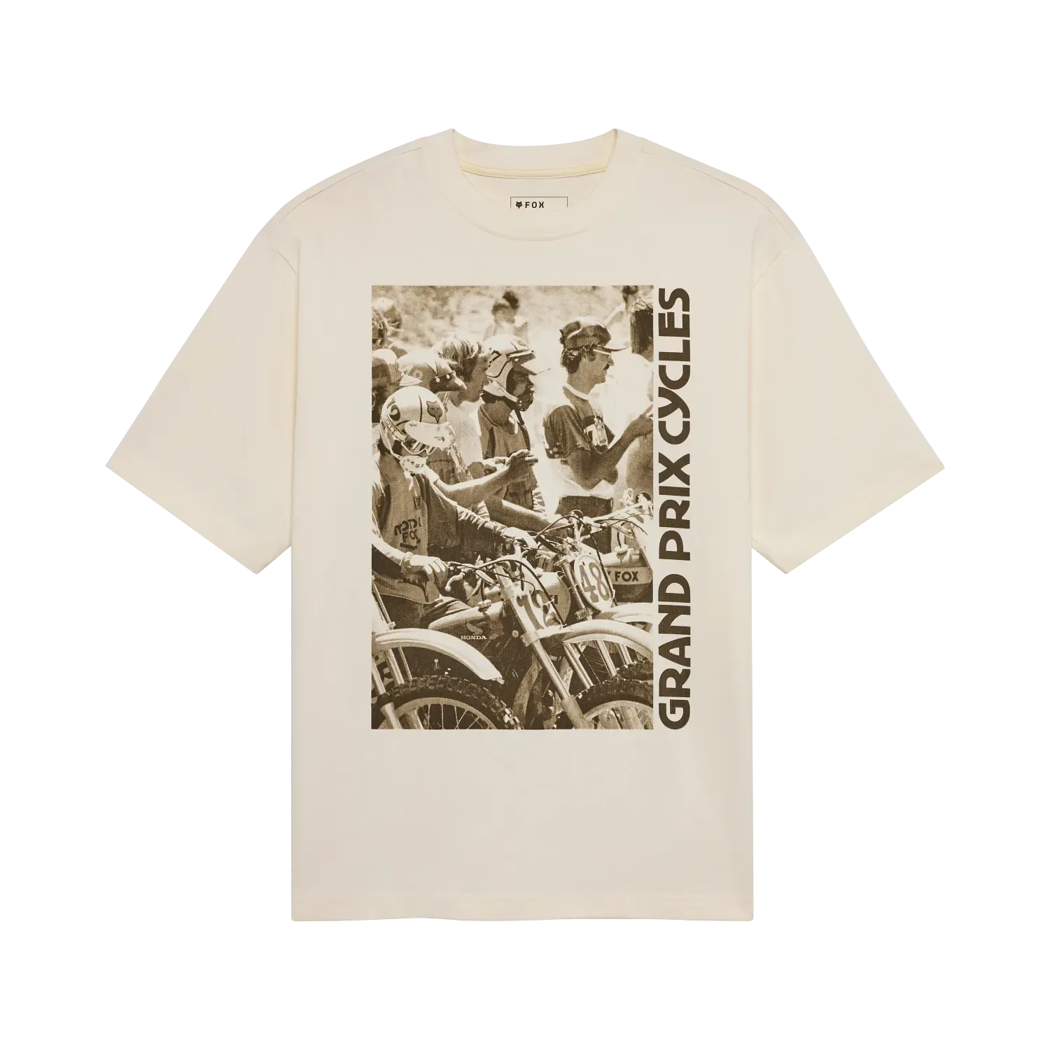 Oversized T-Shirt mit großflächiger Grand-Prix-Cycles Grafik in Off-Weiß von FOX Racing