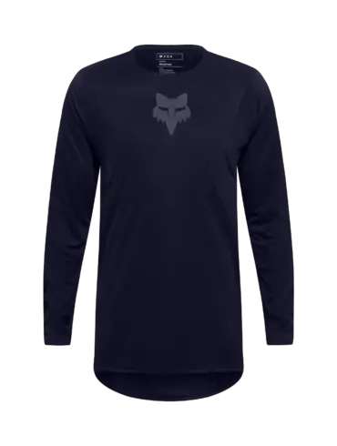 Schwarzes Flexair Blackout Jersey von Fox Racing mit dezentem Logo auf der Brust.
