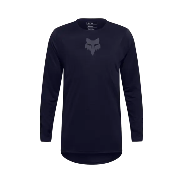 Schwarzes Flexair Blackout Jersey von Fox Racing mit dezentem Logo auf der Brust.