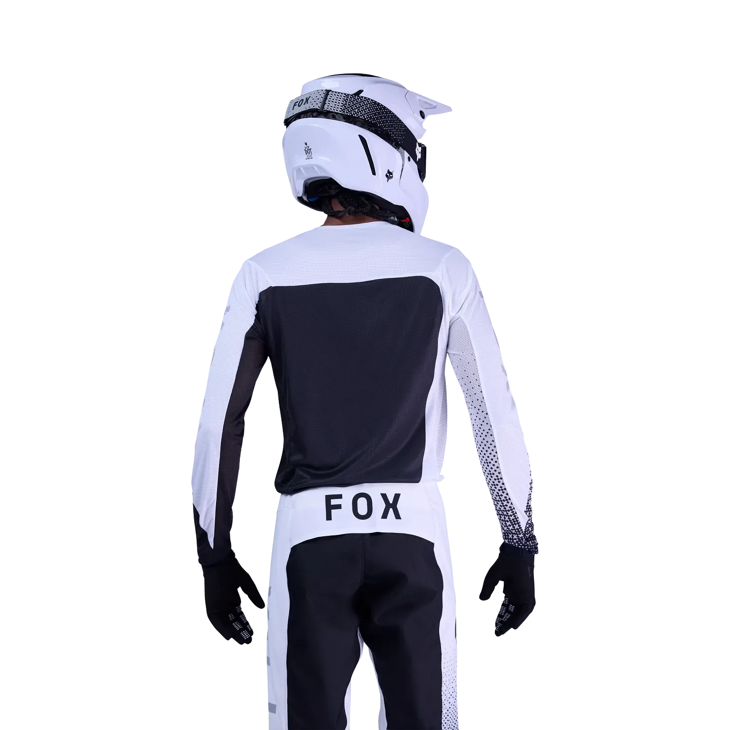 Motocross-Fahrer in Flexair Fracture Jersey und Helm von hinten gesehen