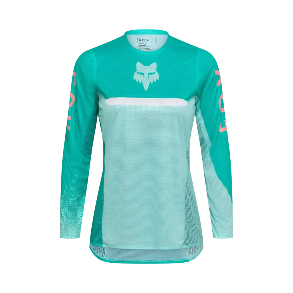 FOX Flexair Fracture Jersey für Frauen in Türkis mit langen Ärmeln und modernem Design