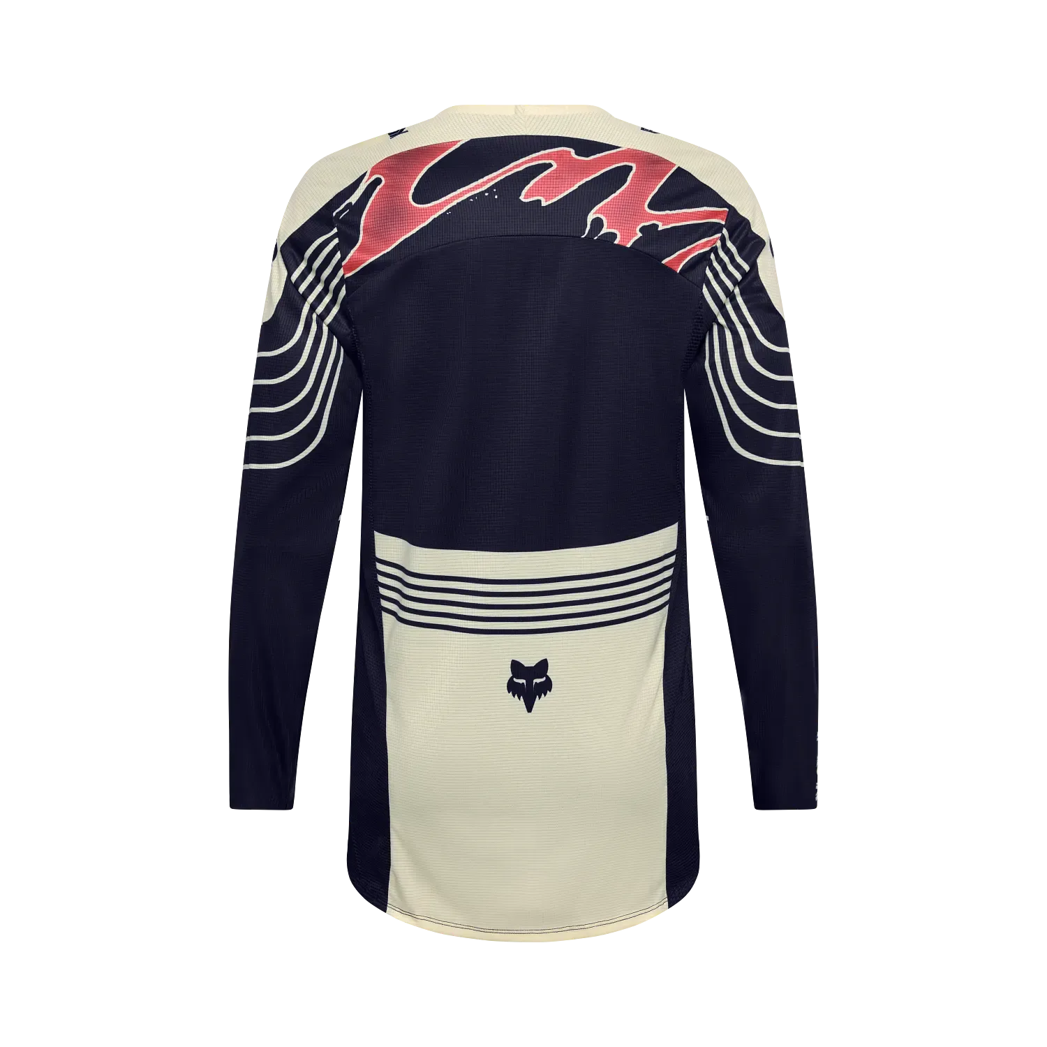 Rückansicht des Fox Flexair Inning Motocross-Jerseys mit grafischen Elementen und Fox-Logo.