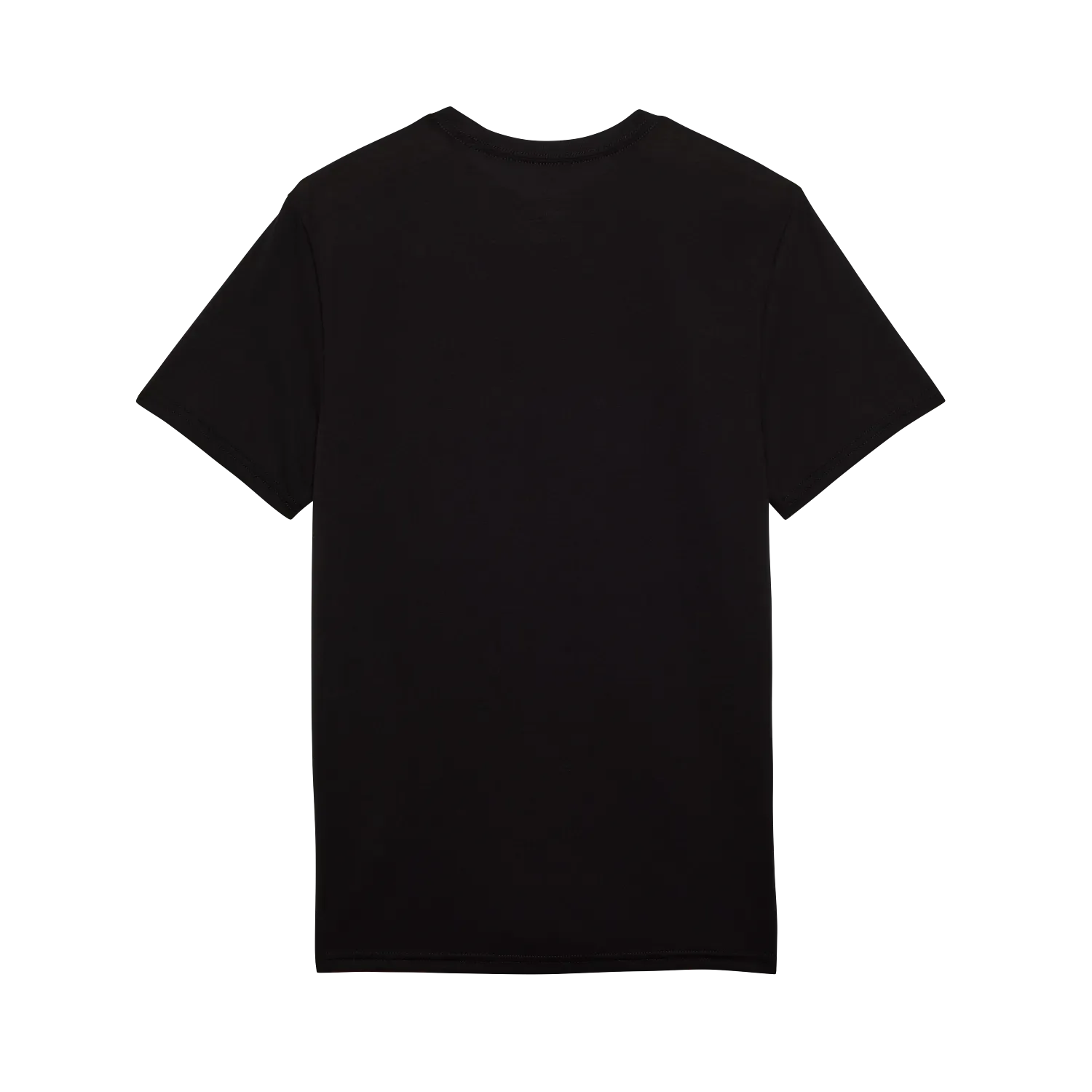 Rückansicht eines schlichten schwarzen Funktions-T-Shirts ohne Aufdruck