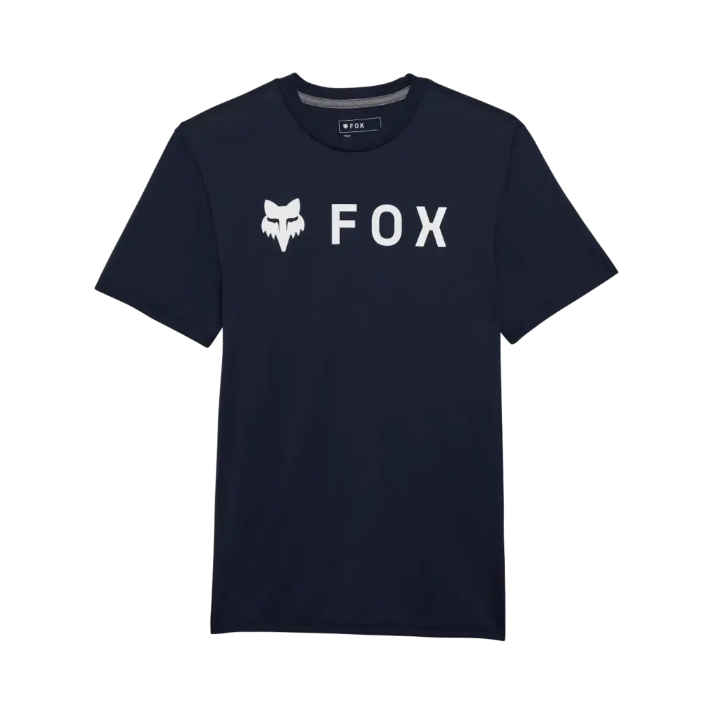 Dunkelblaues Fox T-Shirt mit weißem Fox-Logo und Schriftzug auf der Vorderseite