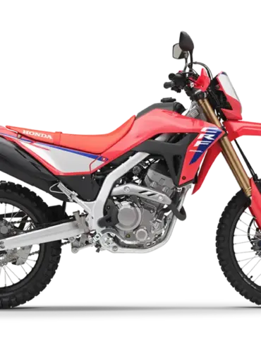 Honda CRF300L in Seitenansicht auf schwarzem Hintergrund