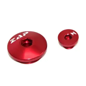 Rotes Inspektionsdeckel-Set aus Aluminium von ZAP Technix für Kawasaki KXF 250 und KXF 450