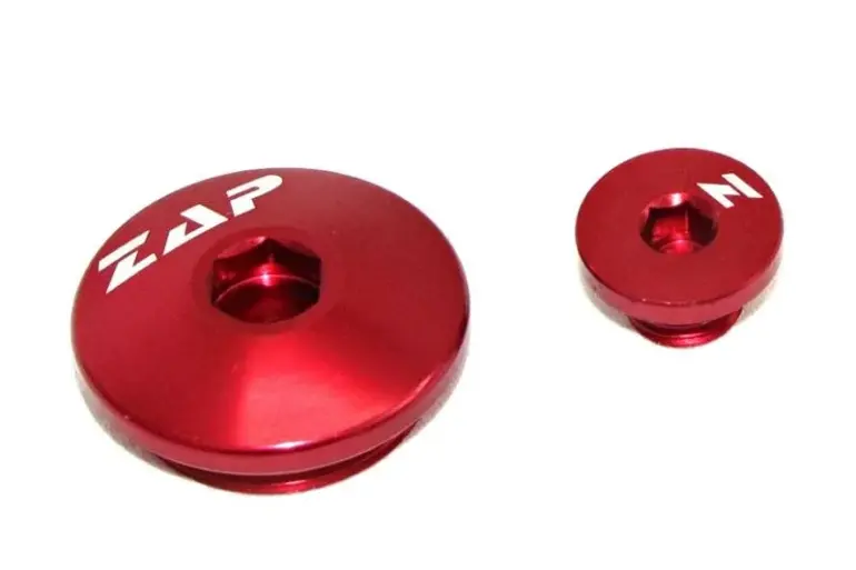 Rotes Inspektionsdeckel-Set aus Aluminium von ZAP Technix für Kawasaki KXF 250 und KXF 450