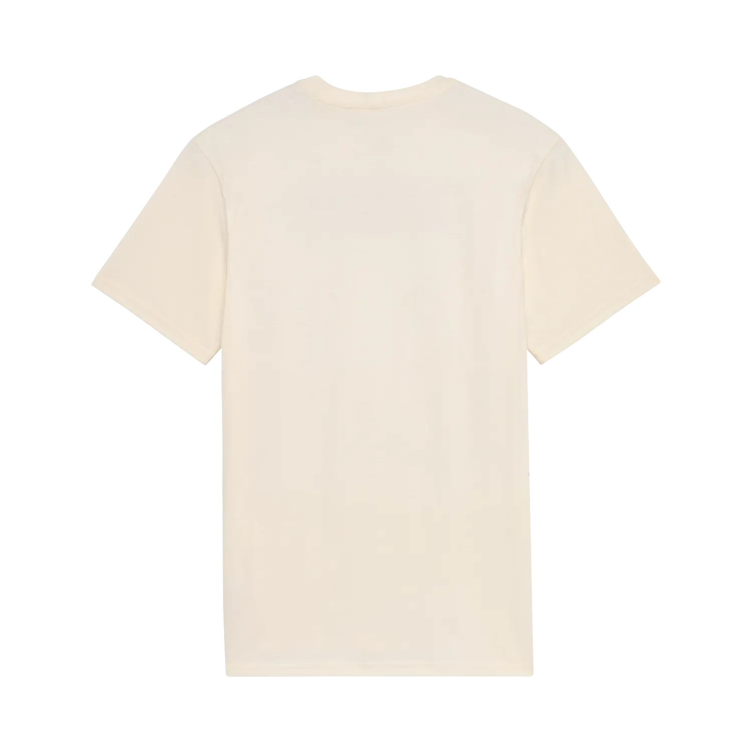 Cremefarbenes T-Shirt in Rückenansicht, neutral und ohne Motiv.