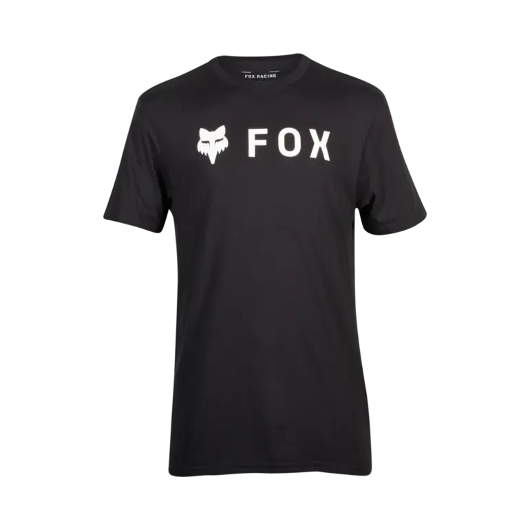 Schwarzes Fox Racing Premium-T-Shirt Absolute mit weißem Logo und Schriftzug auf der Brust.