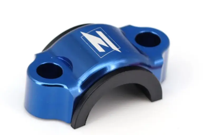 Slider Klemme uni blau aus Aluminium mit integrierter schwarzer Nylonbuchse