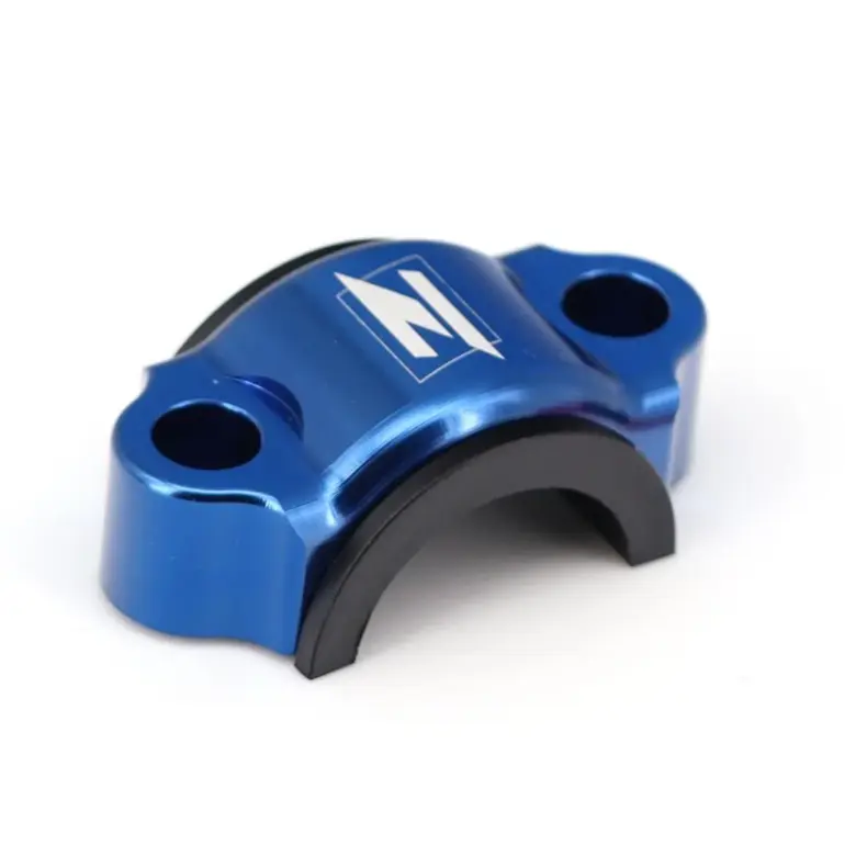 Slider Klemme uni blau aus Aluminium mit integrierter schwarzer Nylonbuchse