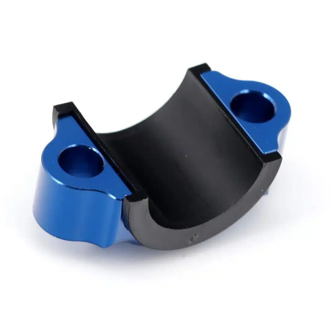 Slider Klemme uni blau aus Aluminium mit schwarzer Nylonbuchse, geeignet für Brems- und Kupplungsarmaturen an Motorrädern