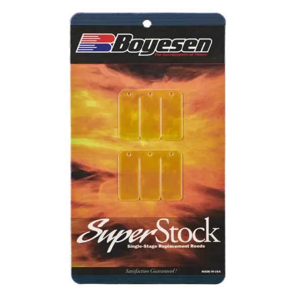 Boyesen Superstock Reed Fiber Moto Tass VF3 Ersatz-Membranen in der Herstellerverpackung, geeignet für 2-Takt-Motorradmotoren.