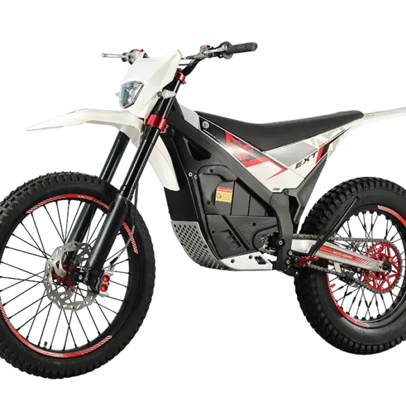 Arctic Leopard Snow Leopard E‑X 700 Elektro-Enduro im klassischen 21/18-Zoll-Format, Seitenansicht