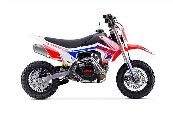Bosuer PH01A 60cc Kinder-Motocross-Motorrad in Seitenansicht, kompakt und geländetauglich
