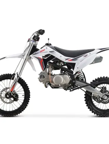 Bosuer PH10L 125 Pitbike in weißer Lackierung, Seitenansicht auf weißem Hintergrund