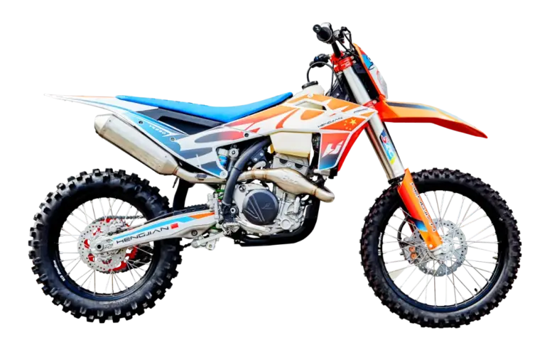 Hengjian S8-YK250 Motocross-Motorrad in Seitenansicht, Offroad-Bereifung, sportliches Design