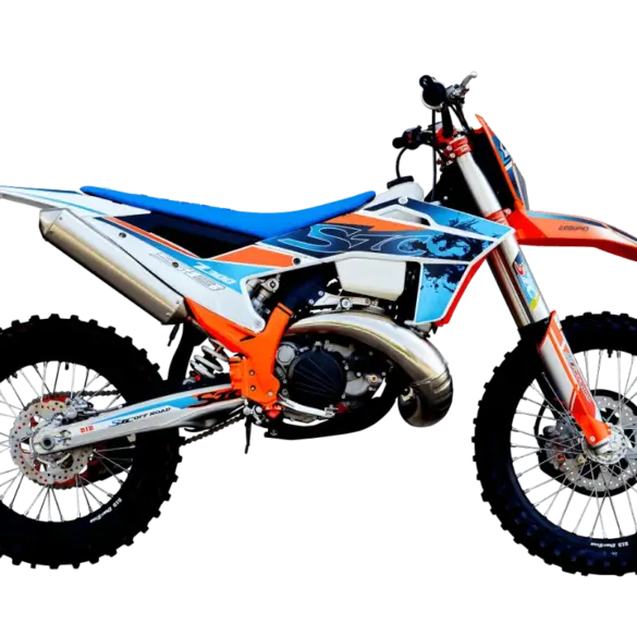 Hengjian S8 Z300 Enduro-Motorrad in Seitenansicht, Offroad-Konfiguration mit sportlicher Verkleidung und modernen Komponenten.