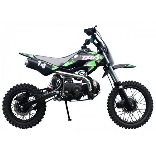 Tao Motor DB14 Dirtbike, Offroad-Motorrad für Einsteiger, jugendliches Mid-Size-Modell in Schwarz-Grün mit grobstolligen Reifen