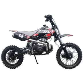 Seitenansicht der Tao Motor DB14, Mid-Size Dirtbike mit 14-Zoll-Vorderrad und 12-Zoll-Hinterrad für Einsteiger.