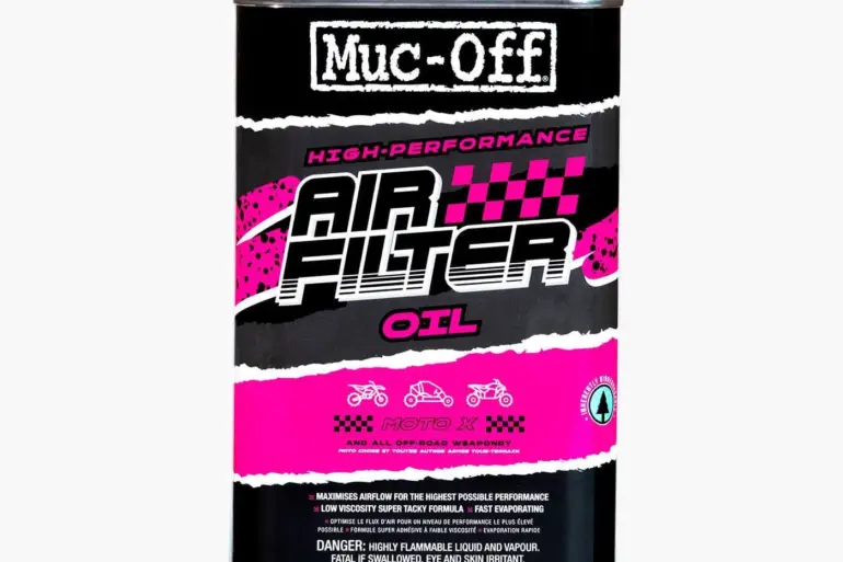 Muc-Off Air Filter Oil 1L Dose, schwarzes und pinkes Etikett, Hochleistungsöl für Schaumstoff-Luftfilter